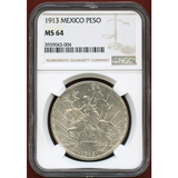 メキシコ 1913年 ペソ銀貨 メキシコ独立100周年記念 NGC MS64
