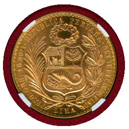 【SOLD】ペルー 1961年 100ソル 金貨 女神座像 NGC MS66