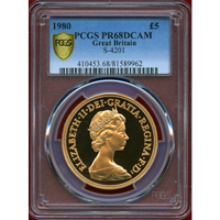 イギリス 1980年 5ポンド 金貨 エリザベス2世 PCGS PR68DCAM