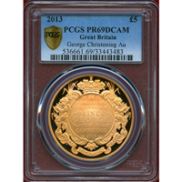 イギリス 2013年 5ポンド 金貨 ジョージ王子洗礼 PCGS PR69DCAM