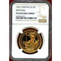 イギリス 1987年 100ポンド 金貨 ブリタニア NGC PF69UC
