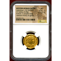 【SOLD】西ローマ帝国 364-375年 ソリダス 金貨 ウァレンティニアヌス1世 NGC AU