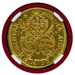 【SOLD】ドイツ ニュルンベルク 1649年 2ラムダカット 金貨 神の子羊 NGC MS61