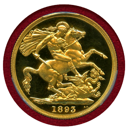 イギリス 1893年 2ポンド 金貨 ヴィクトリア オールドヘッド PCGS PR64DCAM