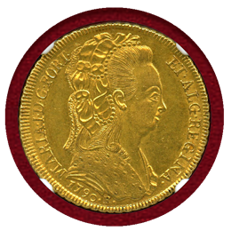 【SOLD】ブラジル 1790R 6400レイス 金貨 マリア1世 NGC MS61