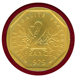 フランス 1979年 2フラン 金貨 ピエフォー 種を蒔く女神 PCGS SP UNC Detail