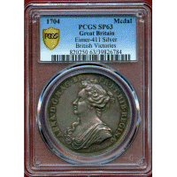 【SOLD】イギリス 1704年 銀メダル アン女王 勝利記念 PCGS SP63