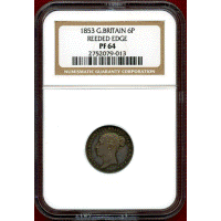 イギリス 1853年 6ペンス 銀貨 ヴィクトリア女王 NGC PF64
