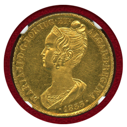 ポルトガル 1833年 ペカ(7500レイス)金貨 マリア2世 NGC MS62+