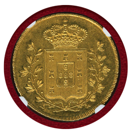 ポルトガル 1833年 ペカ(7500レイス)金貨 マリア2世 NGC MS62+