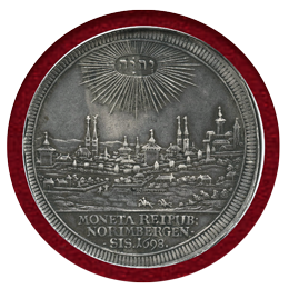 ドイツ ニュルンベルク 1698年 ターラー 銀貨 都市景観 女神立像 AU53