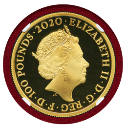 イギリス 2020年 100ポンド 金貨 Pay Attention 007 NGC PF70UC