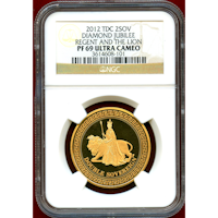 トリスタンダクーニャ 2012年 2ポンド 金貨 ウナとライオン NGC PF69UC