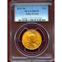 アメリカ 2011W 10ドル 金貨 ファーストスパウズ ジュリアグラン PCGS MS70
