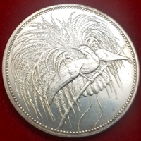 独領ニューギニア 1894A 5マルク 銀貨 極楽鳥