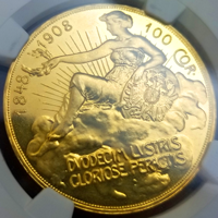 オーストリア 1908年 100コロナ 金貨 雲上の女神 NGC PF62