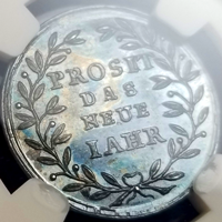 ドイツ ニュルンベルク (1765年頃) 銀メダル 新年祝い 都市景観 NGC MS64