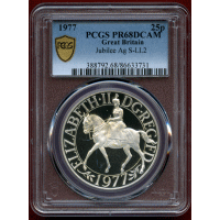 【SOLD】イギリス 1977年 25ペンス 銀貨 エリザベス2世在位25周年記念 PR68DCAM