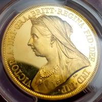 イギリス 1893年 5ポンド 金貨 ヴィクトリア オールドヘッド PR62DCAM