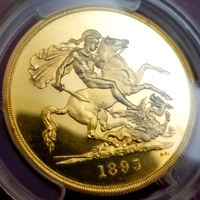 イギリス 1893年 5ポンド 金貨 ヴィクトリア オールドヘッド PR62DCAM