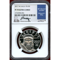 【SOLD】アメリカ 2017W $100 プラチナ貨 自由の女神 PF70UC Moyサイン