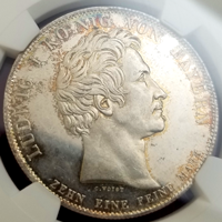ドイツ バイエルン 1828年 ターラー 銀貨 王族への天の祝福 NGC MS63