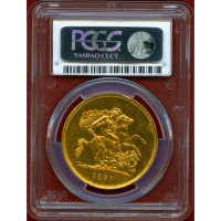 イギリス 1887年 5ポンド 金貨 ヴィクトリア ジュビリーヘッド PCGS AU58