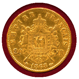 フランス 1868BB 20フラン 金貨 ナポレオン3世 有冠