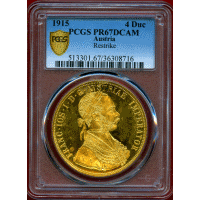 【SOLD】オーストリア (1915) 4D フランツヨーゼフ1世 リストライク PR67DCAM