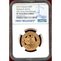 【SOLD】イギリス 2019年 50ペンス金貨 Wallace&Gromit30周年 PF70UC