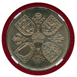 イギリス 1953年 クラウン 白銅貨 エリザベス2世戴冠記念 NGC MS64