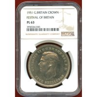 イギリス 1951年 クラウン 白銅貨 ジョージ6世 英国フェスティバル NGC PL63