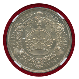 イギリス 1928年 クラウン 銀貨 ジョージ5世 NGC PROOF AU DETAILS