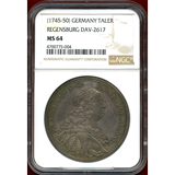 【SOLD】ドイツ ND(1745‐50年) ターラー 銀貨 レーゲンスブルク都市景観 MS64