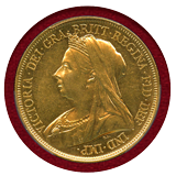 【SOLD】イギリス 1893年 5ポンド 金貨 ヴィクトリア オールドヘッド PCGS AU58