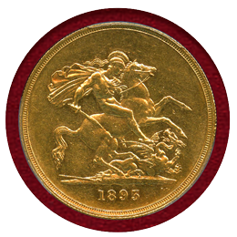 【SOLD】イギリス 1893年 5ポンド 金貨 ヴィクトリア オールドヘッド PCGS AU58