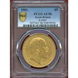 【SOLD】イギリス 1902年 5ポンド 金貨 エドワード7世 PCGS AU58
