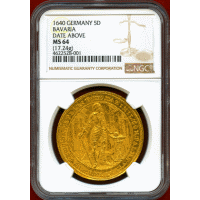 【SOLD】ドイツ バイエルン 1640年 5ダカット 金貨 マキシミリアン1世 NGC MS64