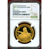 スイス 現代射撃祭 2022年 500フラン 金貨 ウーリ NGC PF70UC