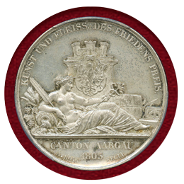 スイス 1849年 銀メダル 射撃祭記念 ソーコールドターラー アールガウ PCGS SP63