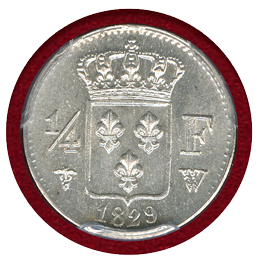 フランス 1829W 1/4 フラン 銀貨 シャルル10世 PCGS MS64