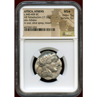 【SOLD】古代ギリシャ アッティカ 440-404BC 4ドラクマ 銀貨 フクロウ NGC MS★
