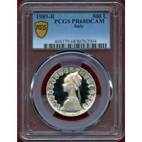 【SOLD】イタリア 1985R 500リレ 銀貨 コロンブスの船 PCGS PR68DCAM