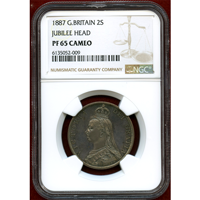 【SOLD】イギリス 1887 2シリング 銀貨 ジュビリーヘッド NGC PF65CAMEO