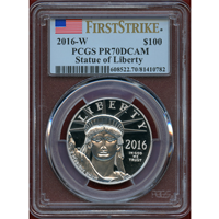 【SOLD】アメリカ 2016W $100 プラチナ貨 自由の女神 PCGS PR70DCAM FS